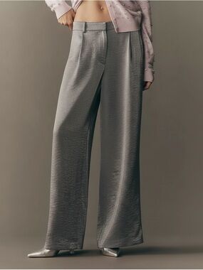 NWT Maeve Shimmer grey Wide-Leg Trouser 0 preppy soft girl romantic angelcore